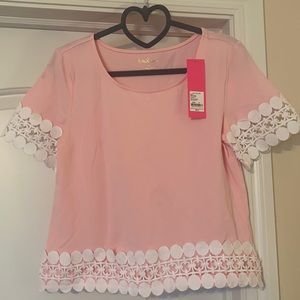 New with defects Lilly Pulitzer Hayes Top Pink Tropics Tint Size Small S